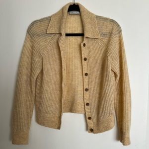 Everlane the alpaca collared cardigan, yellow, size XS
